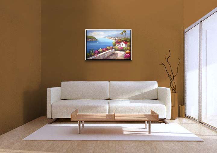 HB2169 - 25x37" FRAMED ABSTRACT MODERN ART Landscape OIL PAINTING