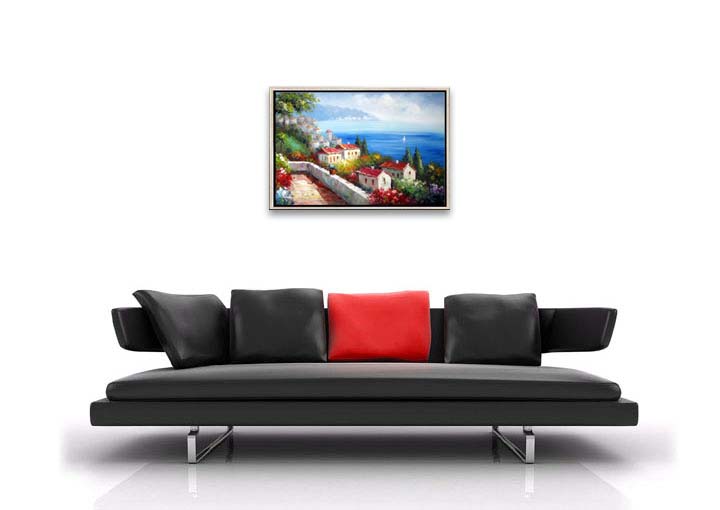HB2180 - 25x37" FRAMED ABSTRACT MODERN ART Cityscape OIL PAINTING