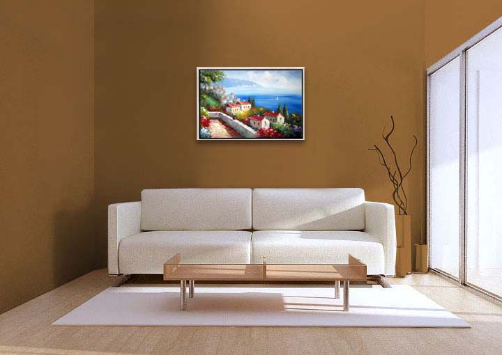 HB2180 - 25x37" FRAMED ABSTRACT MODERN ART Cityscape OIL PAINTING