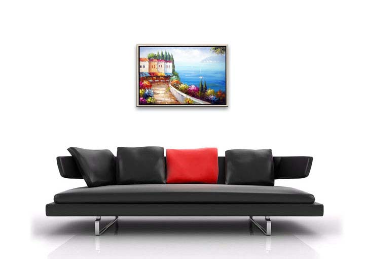 HB2190 - 25x37" FRAMED ABSTRACT MODERN ART Cityscape OIL PAINTING