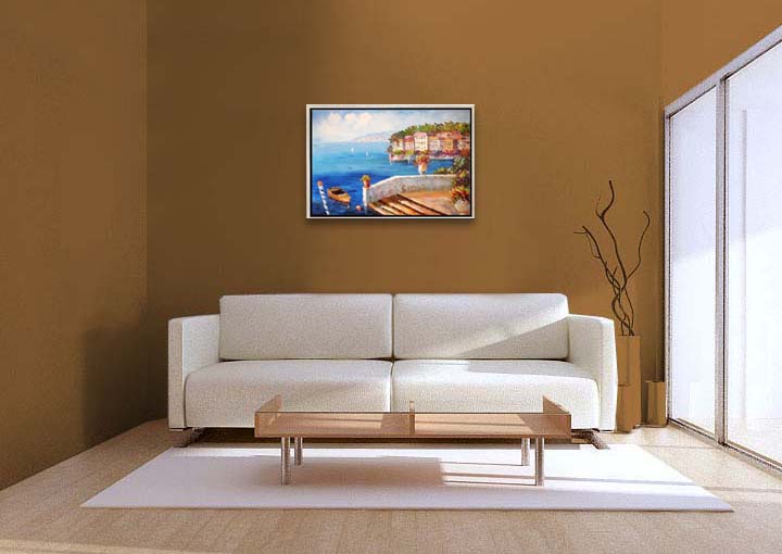 HB2199 - 25x37" FRAMED ABSTRACT MODERN ART Landscape OIL PAINTING