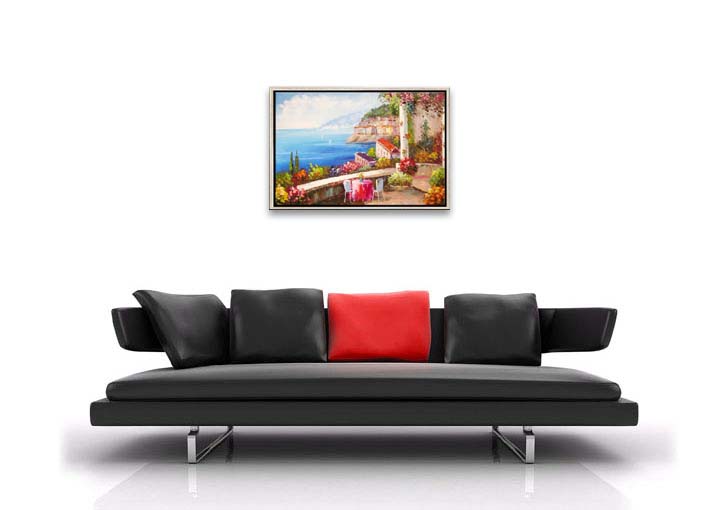 HB2209 - 25x37" FRAMED ABSTRACT MODERN ART Cityscape OIL PAINTING