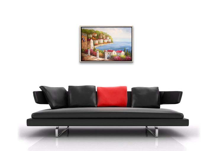 HB2218 - 25x37" FRAMED ABSTRACT MODERN ART Cityscape OIL PAINTING