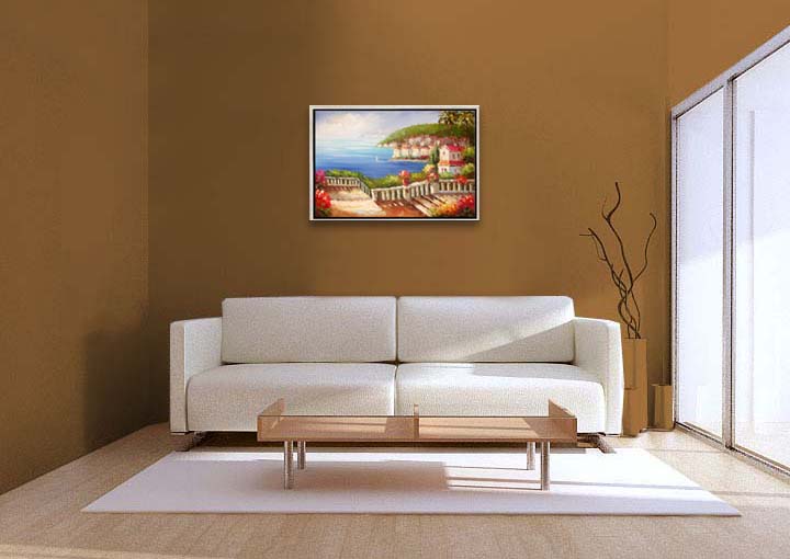 HB2219 - 25x37" FRAMED ABSTRACT MODERN ART Cityscape OIL PAINTING