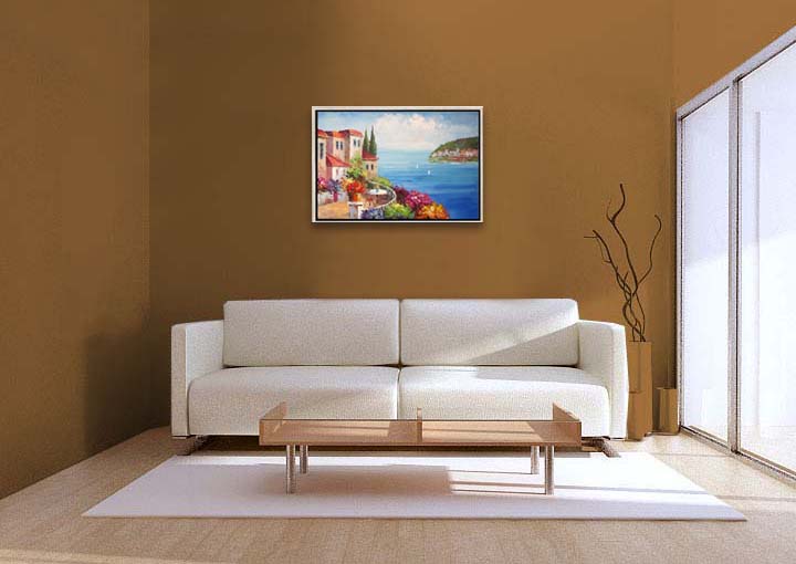 HB2220 - 25x37" FRAMED ABSTRACT MODERN ART Cityscape OIL PAINTING