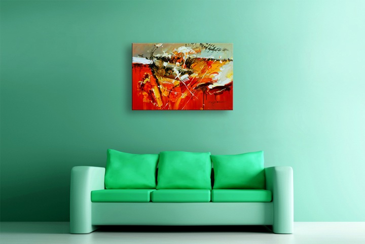 K61 - 24x36" ORIGINAL ABSTRACT MODERN ART Palette Knife Oil Painting