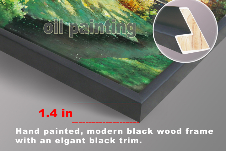D248 - 37" FRAMED MODERN IMPRESSIONISM Landscape ART OIL PAINTING