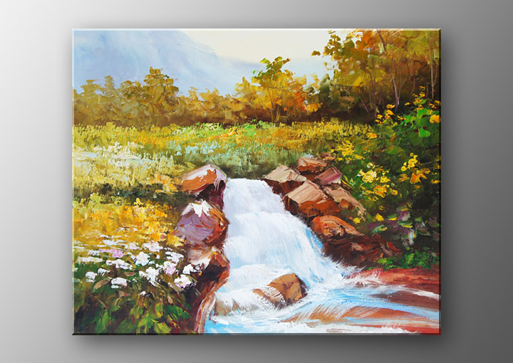 X154 - 20x24" FRAMED ABSTRACT Landscape MODERN ART OIL PAINTING