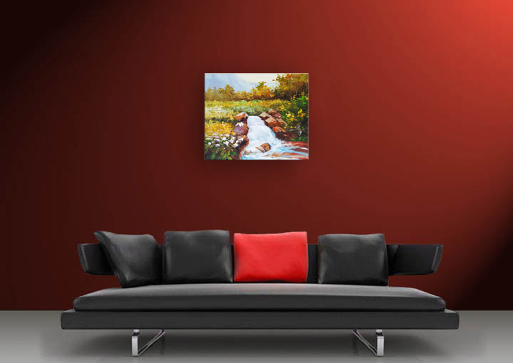X154 - 20x24" FRAMED ABSTRACT Landscape MODERN ART OIL PAINTING