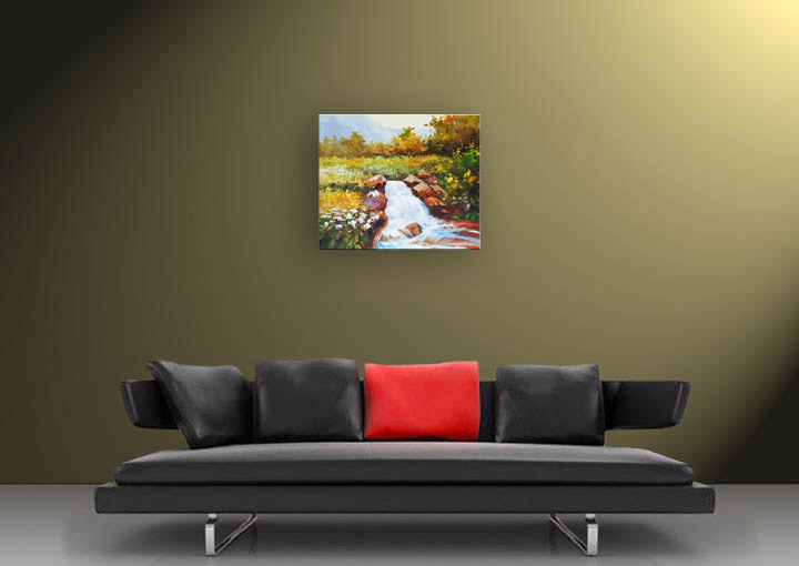 X154 - 20x24" FRAMED ABSTRACT Landscape MODERN ART OIL PAINTING