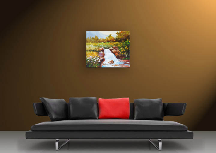 X154 - 20x24" FRAMED ABSTRACT Landscape MODERN ART OIL PAINTING