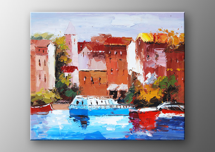 X160 - 20x24" FRAMED ABSTRACT Landscape MODERN ART OIL PAINTING