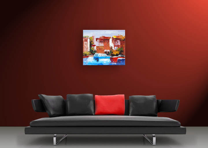 X160 - 20x24" FRAMED ABSTRACT Landscape MODERN ART OIL PAINTING