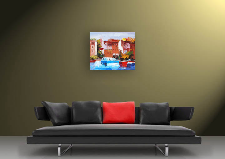X160 - 20x24" FRAMED ABSTRACT Landscape MODERN ART OIL PAINTING