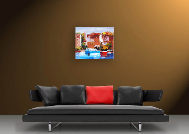 X160 - 20x24" FRAMED ABSTRACT Landscape MODERN ART OIL PAINTING