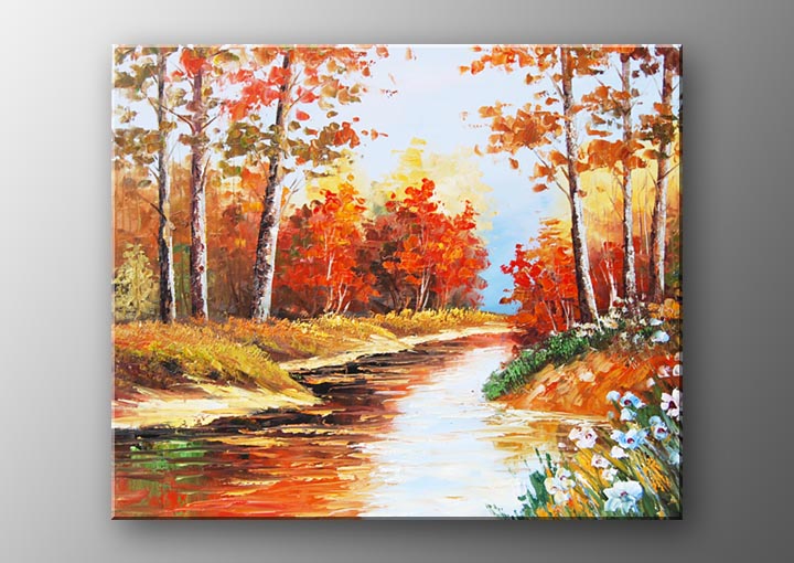 X263 - 20x24" FRAMED ABSTRACT Landscape MODERN ART OIL PAINTING