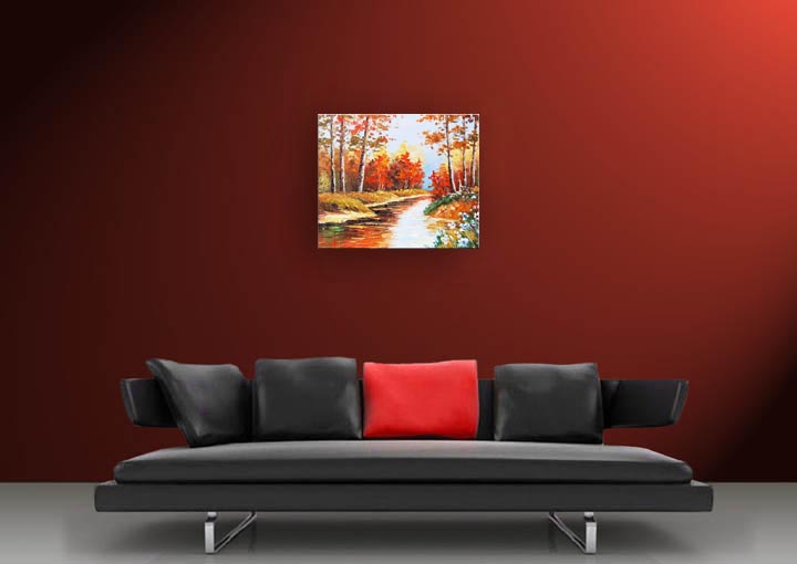 X263 - 20x24" FRAMED ABSTRACT Landscape MODERN ART OIL PAINTING