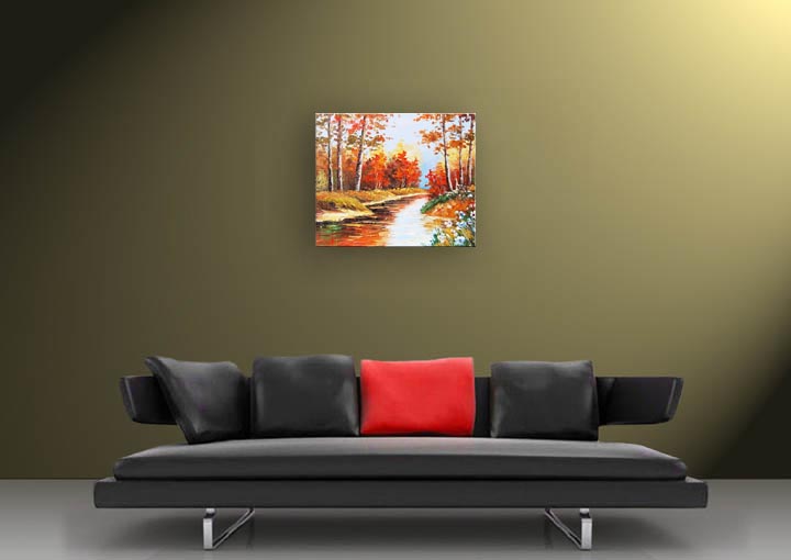 X263 - 20x24" FRAMED ABSTRACT Landscape MODERN ART OIL PAINTING