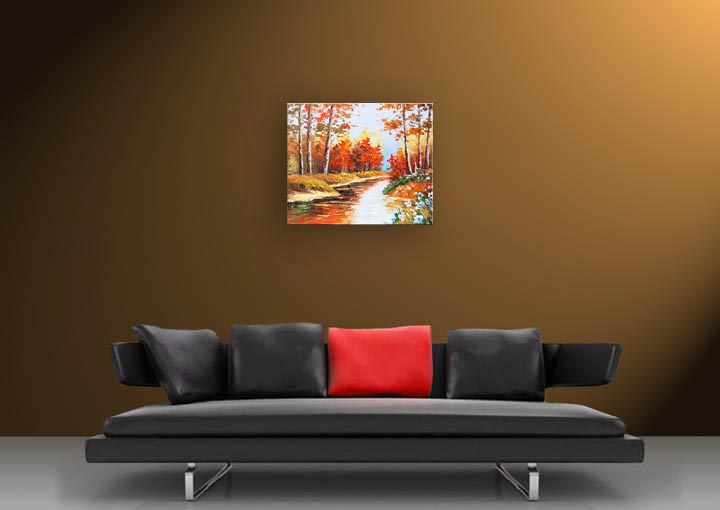 X263 - 20x24" FRAMED ABSTRACT Landscape MODERN ART OIL PAINTING