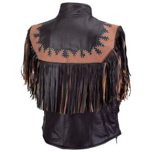 Lady Motorcycle Biker Solid Leather Vest Studs/Fringes