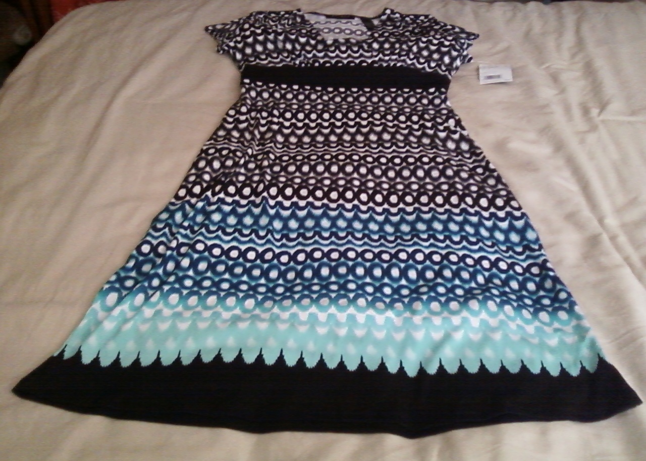 Axcess (a Liz Clairborne company) Black/White Empire Waist Knee Length Dress - Size M - NWT