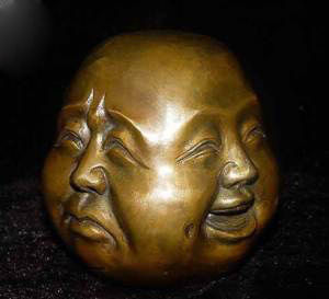 Collect Rare Lifelike brass 4 faces buddha head statues