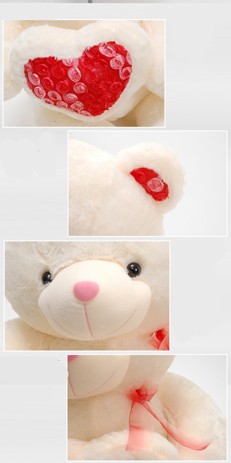 Romantic Rose Bear with Loving Heart Plush Doll 