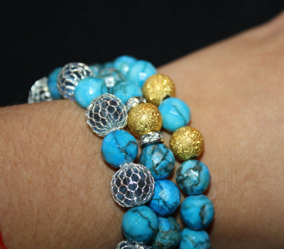 torquoise stardust and caged accent stackables