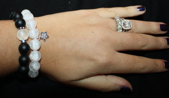 crackle white onyx black swarovski accent stackables