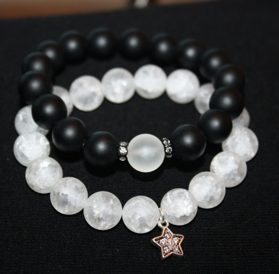 crackle white onyx black swarovski accent stackables