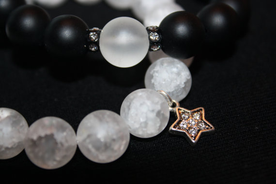 crackle white onyx black swarovski accent stackables