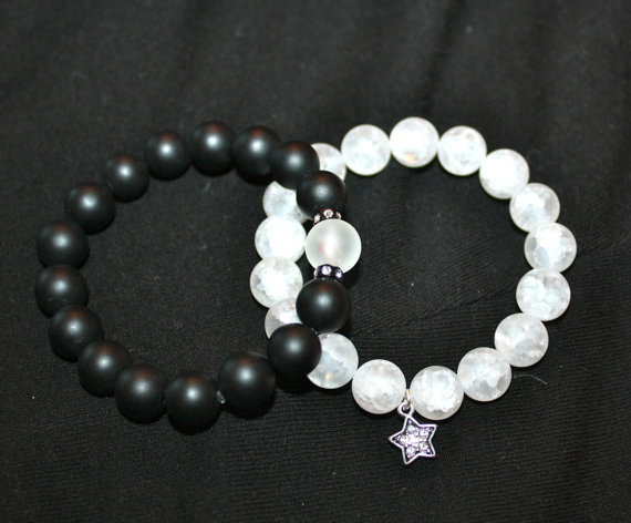 crackle white onyx black swarovski accent stackables