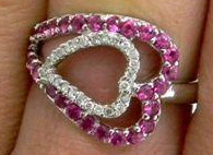 Beautiful Estate 1.02ct Diamond 18K Gold Pink Sapphire Heart Ring $1500