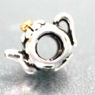 Genuine Pandora Sterling Silver Charm Bead Tea Pot 255 Gold Top!