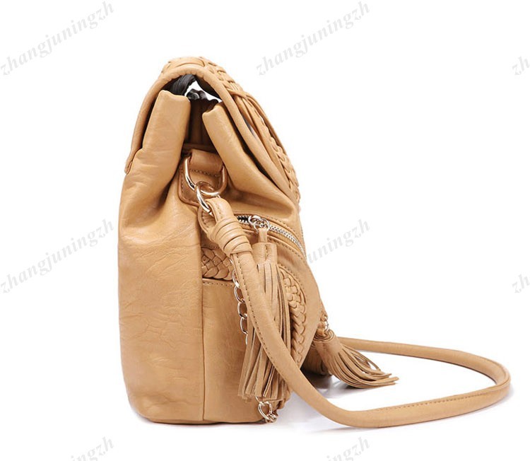 Faux Leather Purse Shoulder Messenger Crossbody Drawstring Bag Tassel Woven New