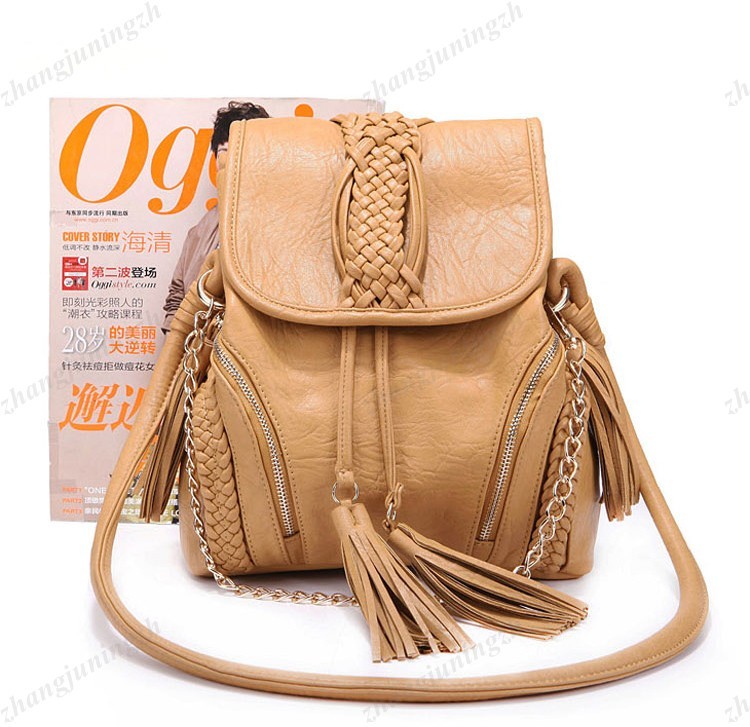 Faux Leather Purse Shoulder Messenger Crossbody Drawstring Bag Tassel Woven New