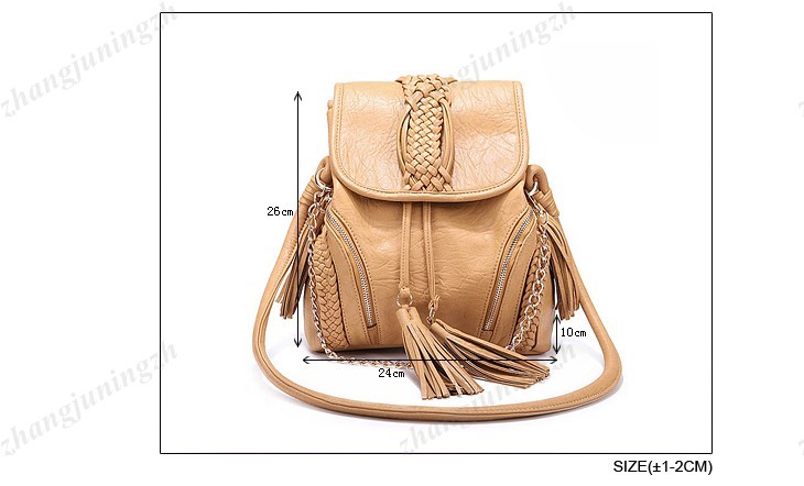 Faux Leather Purse Shoulder Messenger Crossbody Drawstring Bag Tassel Woven New