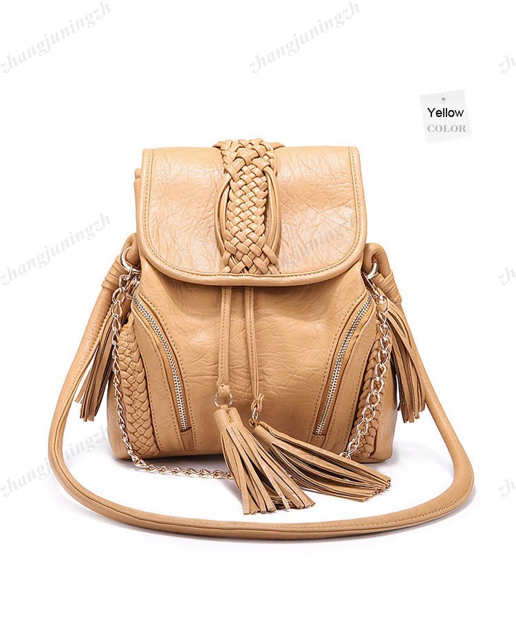 Faux Leather Purse Shoulder Messenger Crossbody Drawstring Bag Tassel Woven New