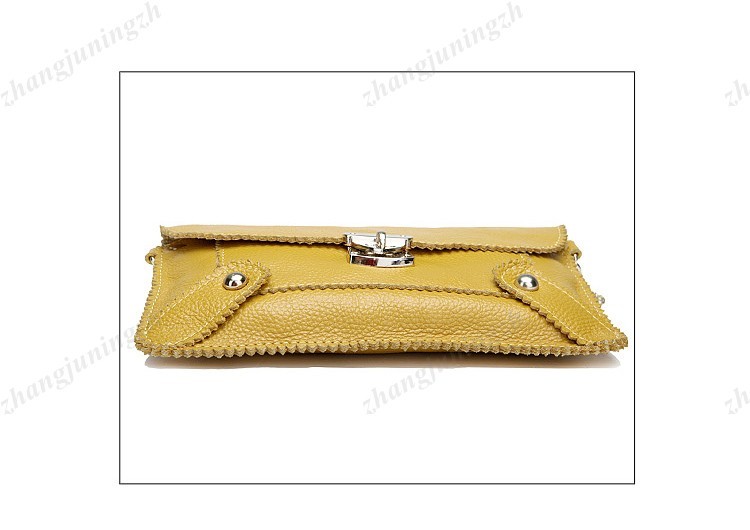 Real Genuine Leather Purse Shoulder Clutch Baguette Wristlet Hand Bag Chain New