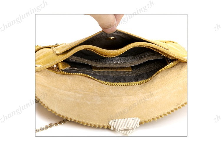 Real Genuine Leather Purse Shoulder Clutch Baguette Wristlet Hand Bag Chain New