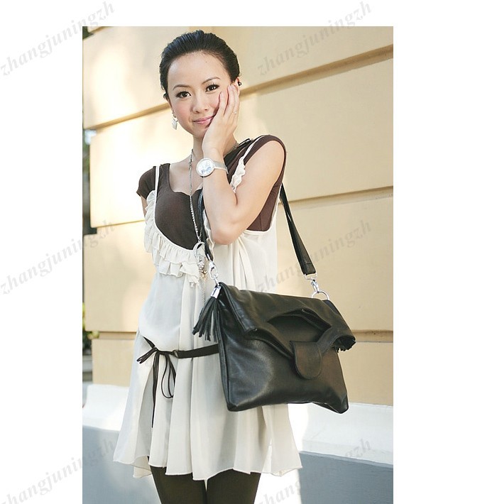 Real Genuine Leather Purse Shoulder Messenger Hand Bag Large Tote Hobo Tassel