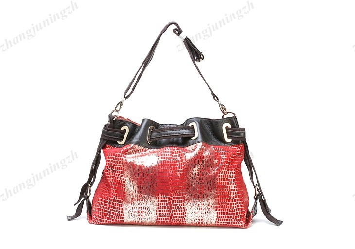 Genuine Leather Purse Tote Shoulder Messenger Bucket Hand Bag Shiny Bling Large