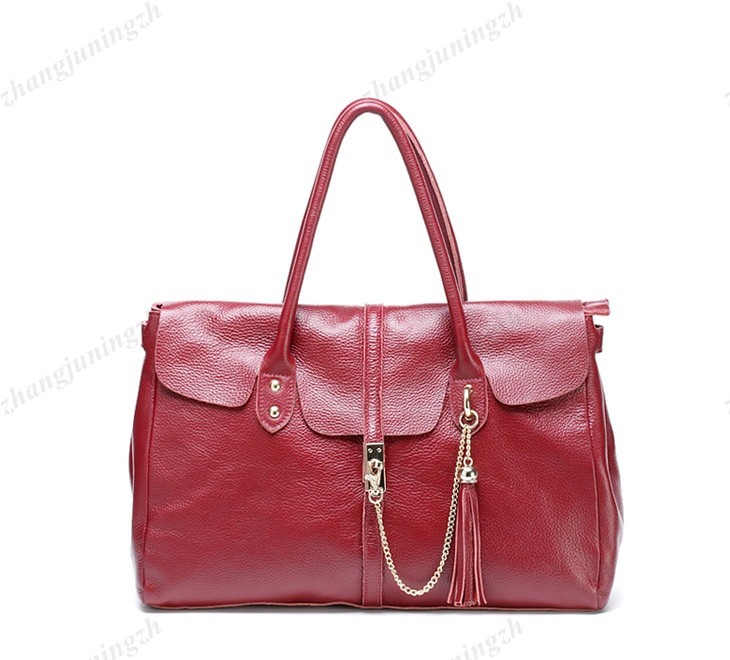 Real Genuine Leather Purse Satchel Shoulder Bag Handbag Tote Tassel Chain Women