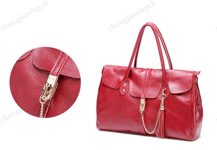 Real Genuine Leather Purse Satchel Shoulder Bag Handbag Tote Tassel Chain Women