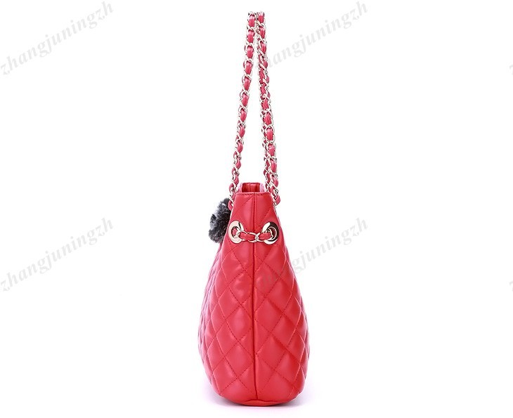 Real Genuine Sheepskin Leather Shoulder Bag Tote Handbag Quilted Flower Chain