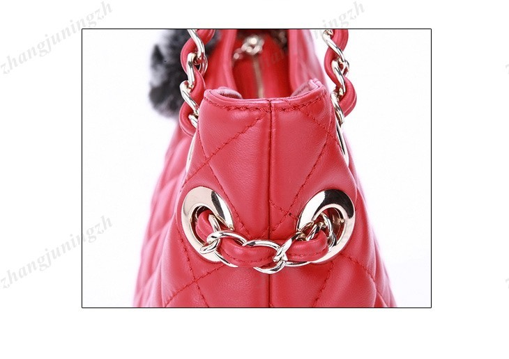 Real Genuine Sheepskin Leather Shoulder Bag Tote Handbag Quilted Flower Chain