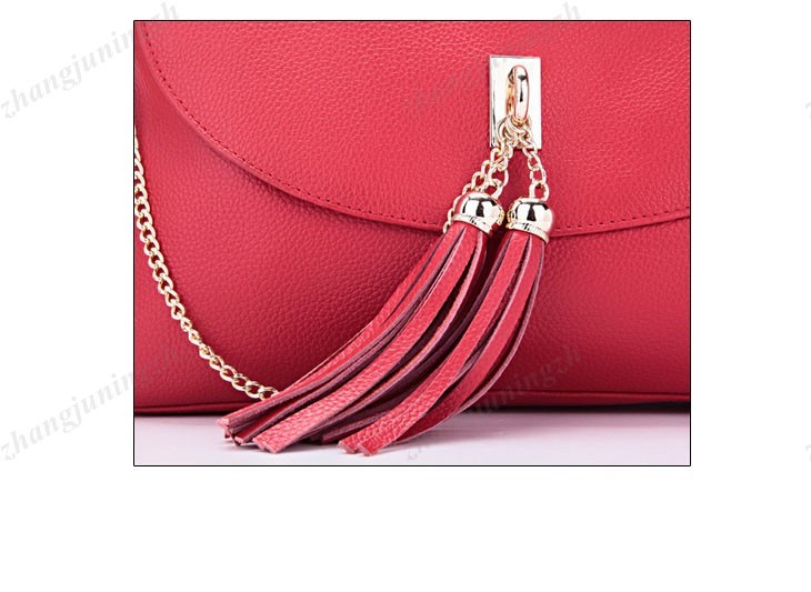 Real Genuine Leather Purse Shoulder Baguette Evening Hand Bag Chain Tassel Women