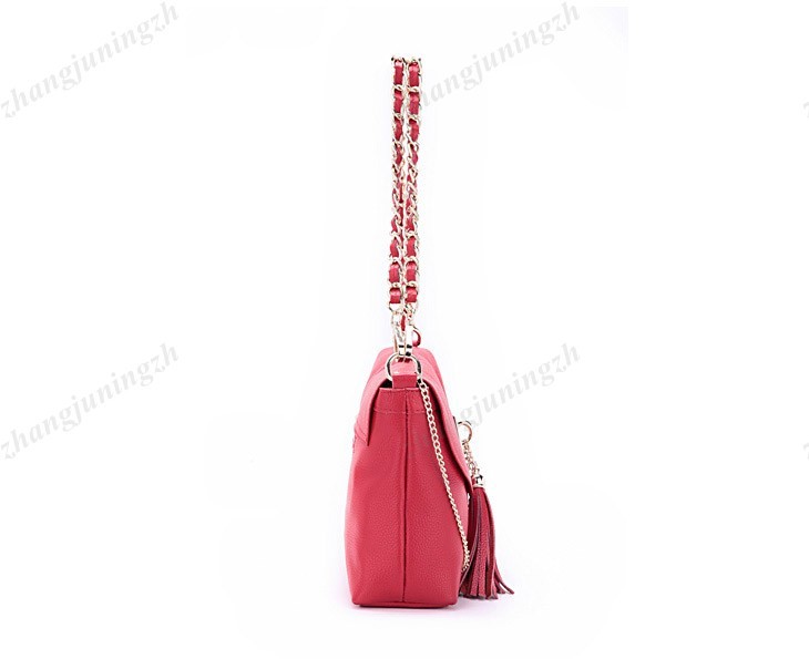 Real Genuine Leather Purse Shoulder Baguette Evening Hand Bag Chain Tassel Women