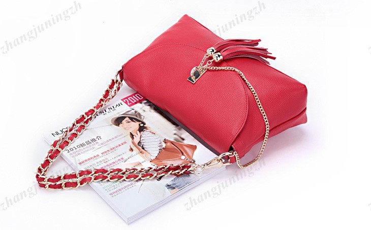 Real Genuine Leather Purse Shoulder Baguette Evening Hand Bag Chain Tassel Women