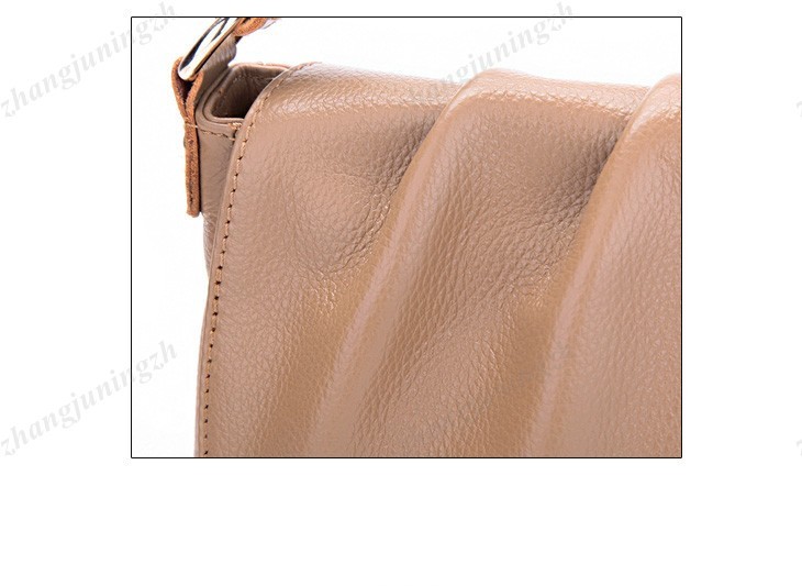 Real Genuine Leather Purse Shoulder Messenger Baguette Hand Bag Fold Waves Women